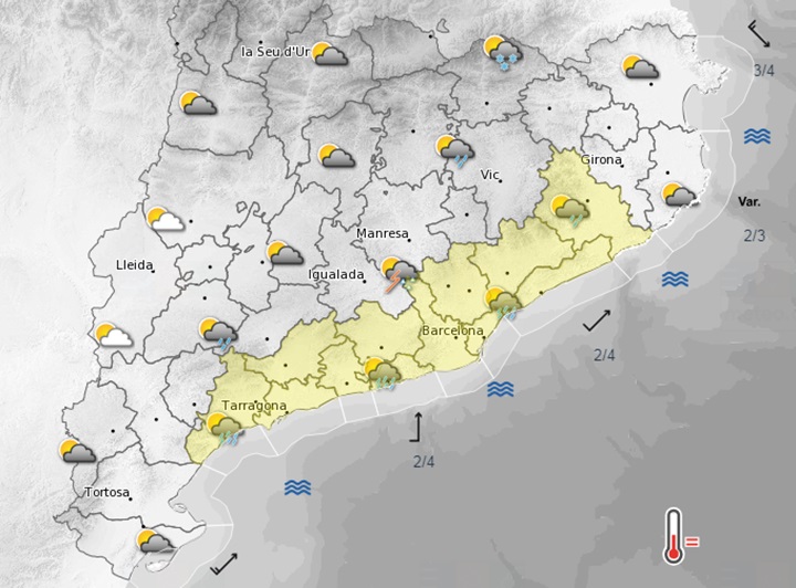 El Meteocat alerta de la previsió de tempesta, amb calamarsa i pedra, aquesta tarda al Penedès. EIX