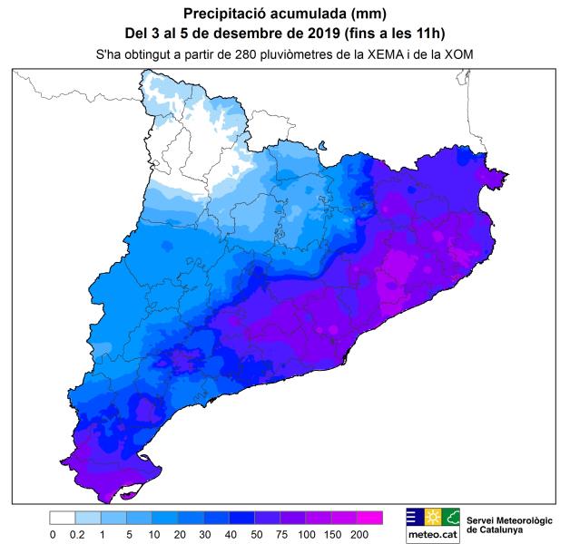 El temporal de llevant ha deixat més de 100 mm a diversos sectors del litoral i prelitoral. EIX