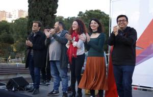 Els cinc primers candidats d'En Comú Podem durant l'acte final de campanya, el 26 d'abril del 2019. ACN