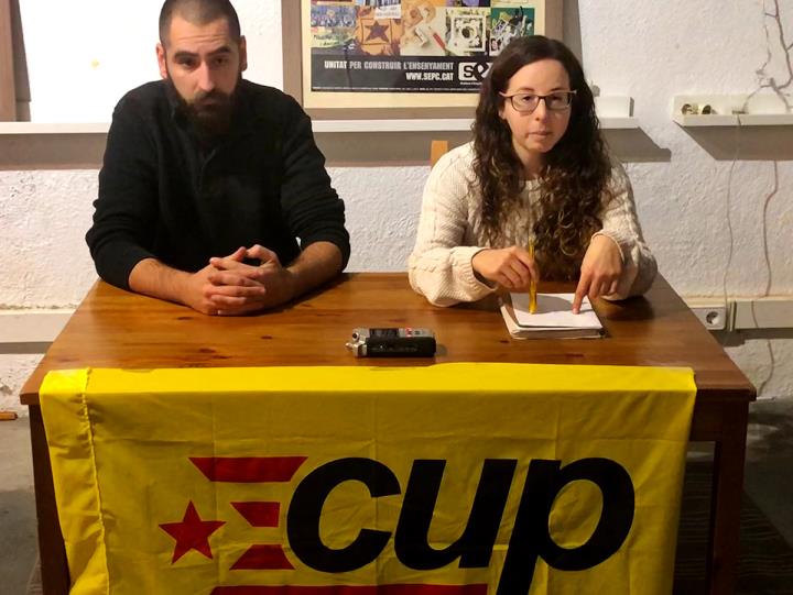 Imatge de la roda de premsa de la CUP de Sant Sadurní. Eix