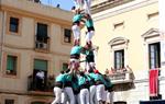 Imatge del 2d9 amb folre i manilles dels Castellers de Vilafranca a la diada de Santa Tecla, el 15 de setembre del 2019. ACN