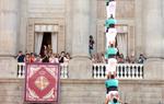 Imatge general del a torre de 9 amb folre i manilles dels Castellers de Vilafranca el 22 de setembre del 2019 a Barcelona. ACN