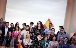 Inés Arrimadas durant el míting de tancament de campanya de Cs a València, el 26 d'abril de 2019. ACN
