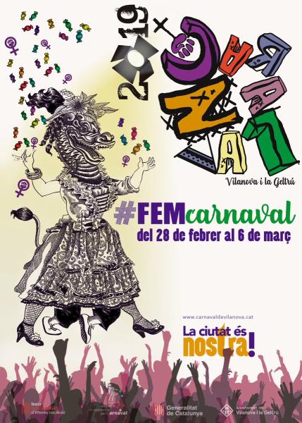 La festa de la carn i de la sàtira en femení, imatge del Carnaval de Vilanova. EIX