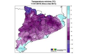 La matinada més freda de l'hivern deixa temperatures inferiors als -2 graus a Cunit. EIX