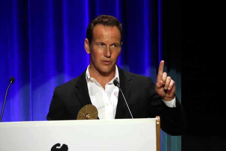 L'actor Patrick Wilson durant el seu discurs després de rebre el Premi Màquina del Temps en la gala inaugural del 52è Festival de cinema de Sitges. AC