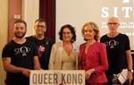 L'anunci del Premi Queer Kong durant la presentació del 52è Festival Internacional de Cinema Fantàstic de Sitges, amb els organitzadors i Stop Sida. A