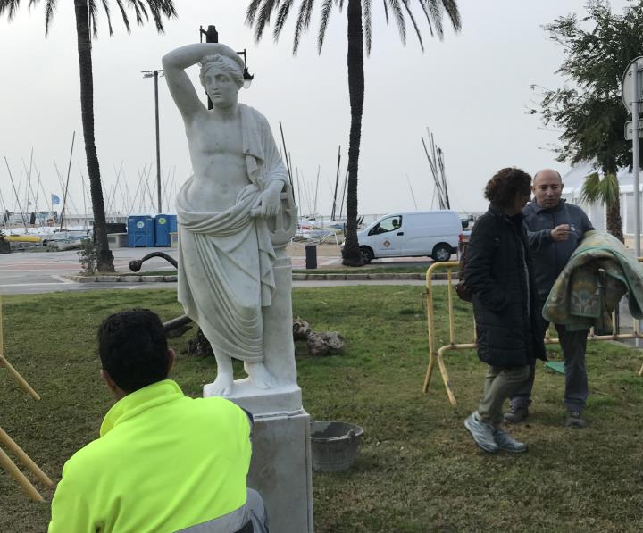 L’escultura ‘Apol·lo’, a la Fragata de Sitges, recupera el seu esplendor després d’una actuació de restauració. Ajuntament de Sitges