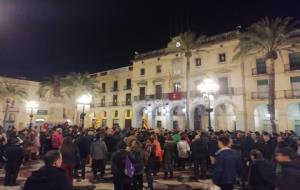 Manifestació a Vilanova contra les detencions pels talls de l'AVE l'aniversari de l'1-O. CUP Vilanova