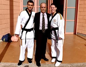 Mar Manceñido i Fran López amb el seu entrenador, Alfonso Rubio