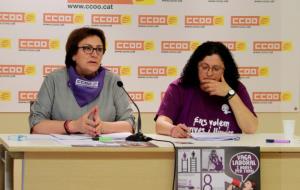 Montse Ros, secretària de Comunicació Integral i Finances i portaveu de CCOO de Catalunya, Neus Moreno, membre de la Secretaria de Dones i Polítiques 
