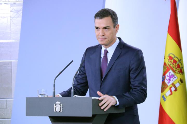 Pedro Sánchez, a la roda de premsa posterior al Consell de Ministres extraordinari del 15 de febrer. ACN/ Roger Pi de Cabanyes