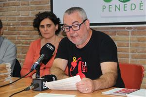 Pla curt de Jordi Asensi, un dels portaveus de la plataforma SOS Penedès, durant la roda de premsa de presentació a Vilafranca del Penedès