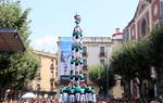 Pla general del tres de nou amb folre dels Castellers de a la plaça de Santa Anna de Mataró en la Diada de Les Santes. ACN
