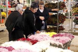 Pla mig de compradores al Mercat de la Flor i Planta Ornamental de Catalunya, a Vilassar de Mar. ACN