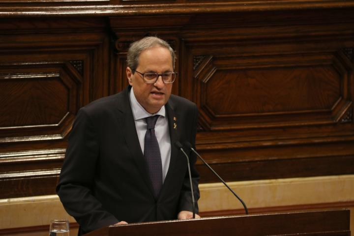 Pla mitjà del president de la Generalitat, Quim Torra, el 17 d'octubre del 2019. ACN