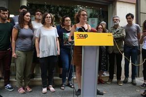 Pla obert de la roda de premsa de Mireia Vehí, del secretariat nacional de la CUP, el 28 de setembre del 2019. ACN