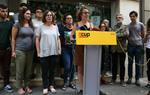 Pla obert de la roda de premsa de Mireia Vehí, del secretariat nacional de la CUP, el 28 de setembre del 2019. ACN