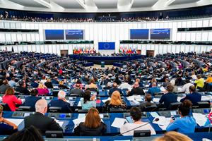 Plenari de l'Eurocambra durant la votació de la resolució del Brexit, a Estrasburg el 18 de setembre del 2019. ACN