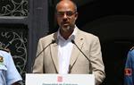 Primer pla del conseller d'Interior, Miquel Buch, durant el balanç de la revetlla, el 24 de juny de 2019. ACN