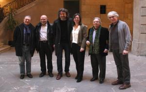 Salvador Mas, Joaquim Garrigosa, David Alegret, Àngels Blasco, Antoni Ros Marbà i Edmon Colomer, el 28 de gener del 2019 . ACN