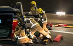 Simulacre d'incendi d'un vehicle i un accident posterior a dins del túnel 3 Penya del Boc de la C-32 a Sitges. Generalitat de Catalunya