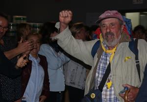 Un dels participants a la Marxa per la Llibertat que ha arribat aquest dimecres a Vilafranca del Penedès