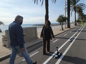 Acaba la primera fase de l’habilitació del carril bici al passeig Marítim de Sitges