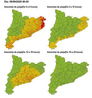 Activen l'alerta del pla Inuncat per la previsió de pluges al litoral aquesta nit i matinada. EIX