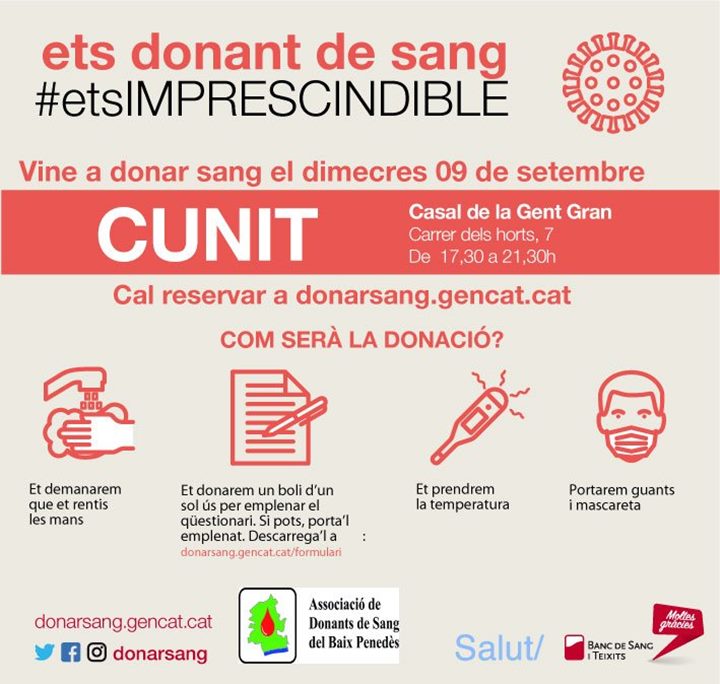 Campanya de donació de Sang al Casal de la Gent Gran de Cunit