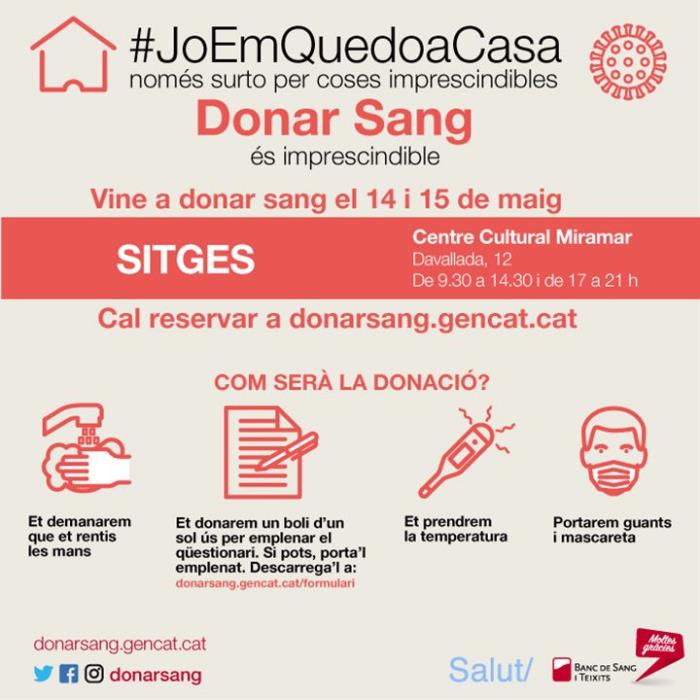 Campanya de donació de sang especial pel coronavirus a Sitges