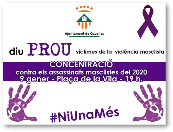Concentració contra els darrers assassinats masclistes a Cubelles