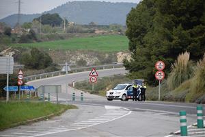 Controls a l'accés a Igualada tallats pels Mossos d'Esquadra, el 13 de març del 2020. Cedida per Eva Blechová