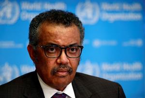 El director general de l’Organització Mundial de la Salut (OMS) Tedros Adhanom Ghebreyesus durant una roda de premsa sobre la situació del coronavirus