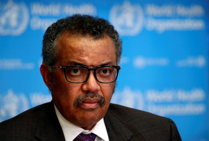 El director general de l’Organització Mundial de la Salut (OMS) Tedros Adhanom Ghebreyesus durant una roda de premsa sobre la situació del coronavirus