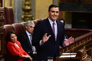 El president del govern espanyol en funcions, Pedro Sánchez, en un moment de la seva intervenció. ACN / Jordi Vidal