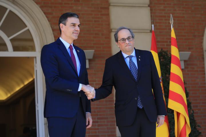 El president del govern espanyol, Pedro Sánchez, i el president de la Generalitat, Quim Torra. ACN / Jordi Bedmar