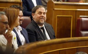 El president d'ERC, Oriol Junqueras, assegut a l'escó del Congrés dels Diputats durant la sessió constitutiva de la cambra. ACN