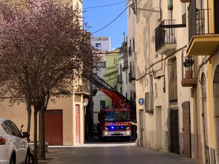 El vent ha provocat despreniments i caigudes d'arbres a Vilanova. EIX