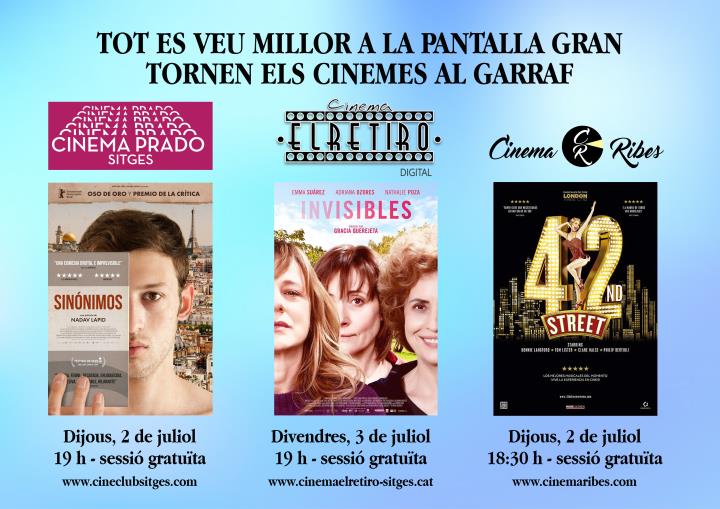 Els cinemes del Garraf reobren el primer cap de setmana de juliol amb una primera sessió gratuïta. EIX