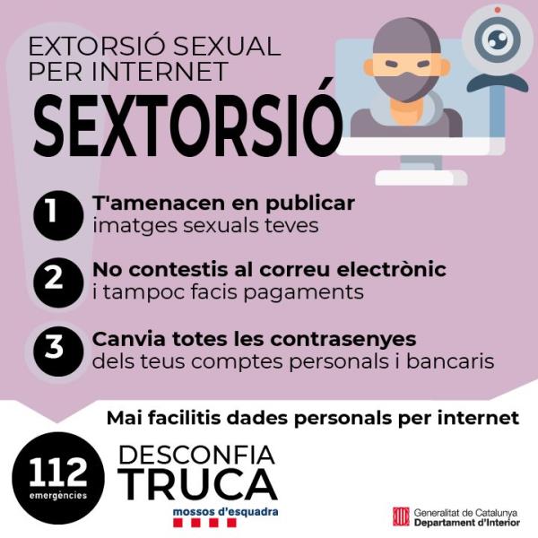 Els Mossos d'Esquadra alerten d'una activa modalitat d'extorsió sexual a les xarxes socials. EIX