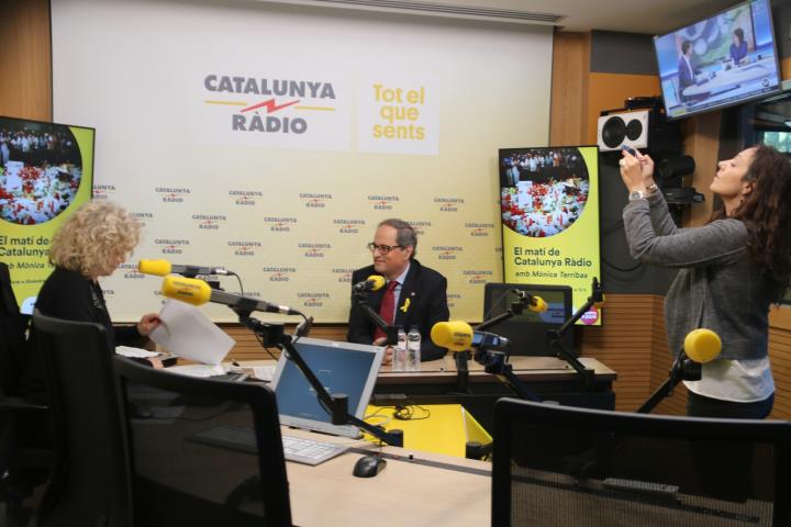 Estudis de Catalunya Ràdio on el president Quim Torra és entrevistat per la periodista Mònica Terribas. ACN / Júlia Pérez