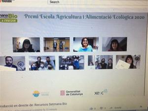 Foto virtual dels guanyadors de la 8a edició del Premi Escola Agricultura i Alimentació Ecològica. Generalitat de Catalunya