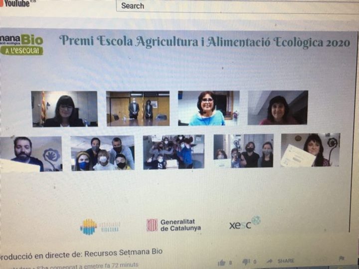 Foto virtual dels guanyadors de la 8a edició del Premi Escola Agricultura i Alimentació Ecològica. Generalitat de Catalunya