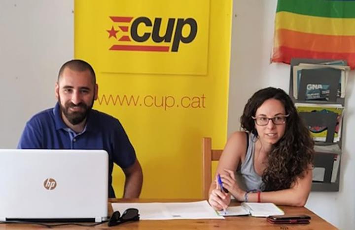 Imatge de la roda de premsa de la CUP de Sant Sadurní. Eix