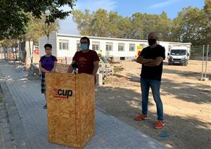 Imatge de la roda de premsa de la CUP de Vilafranca. Eix