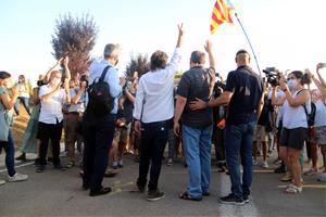 Junqueras, Romeva, Forn, Cuixart i Sànchez abans d'entrar a la presó i després que se'ls hagi suspès el tercer grau. ACN