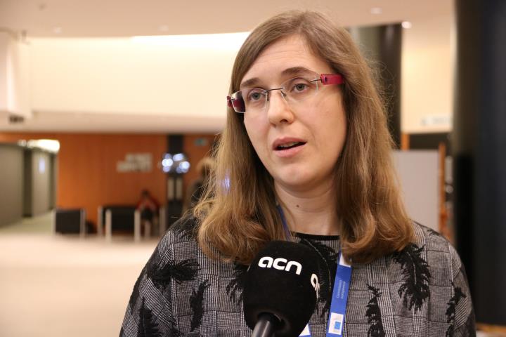 La investigadora de l’Institut Europeu de la Igualtat de Gènere, Lina Salanauskaite, durant l'entrevista amb l'ACN. ACN