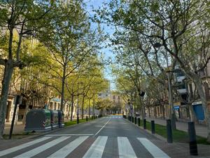 La rambla de Nostra Senyora de Vilafranca del Penedès, buida durant l'estat d'alarma. Turisme Vilafranca