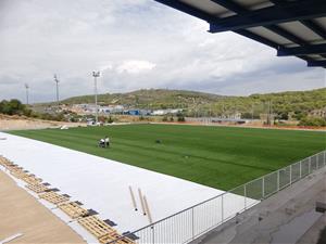 Les obres del camp esportiu de Pins Vens finalitzaran el mes de setembre. Ajuntament de Sitges